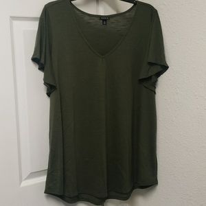 Torrid Olive Green Size 2 Flutter Sleeve Top